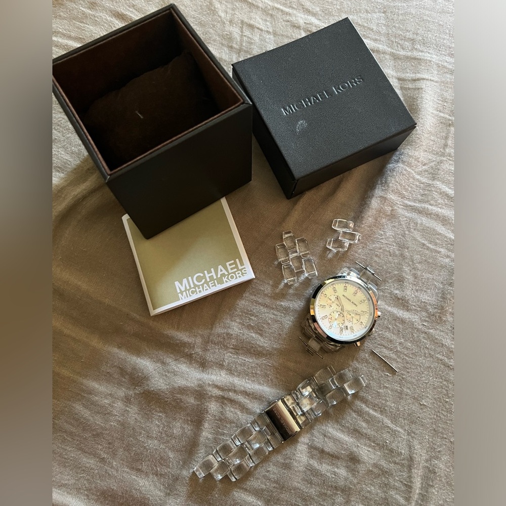 Michael Kors stainless steel and acrylic watch — AS IS